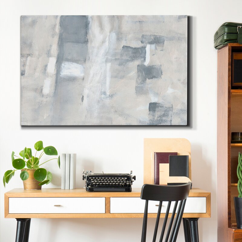 Serene Coastal Fogscape Abstract Oil Painting for Modern Home Decor