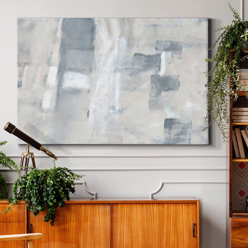 Serene Coastal Fogscape Abstract Oil Painting for Modern Home Decor