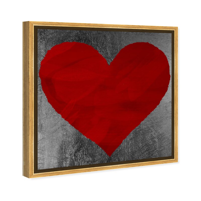 Romantic Oil Painting of Vibrant Red Heart on Abstract Background