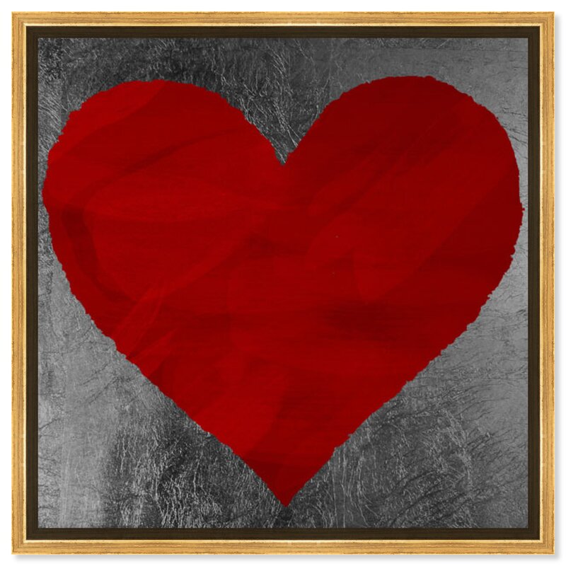 Romantic Oil Painting of Vibrant Red Heart on Abstract Background