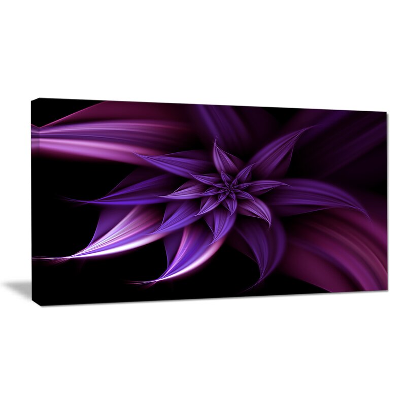 Elegant Purple Fractal Flower Oil Painting for Modern Home Decor