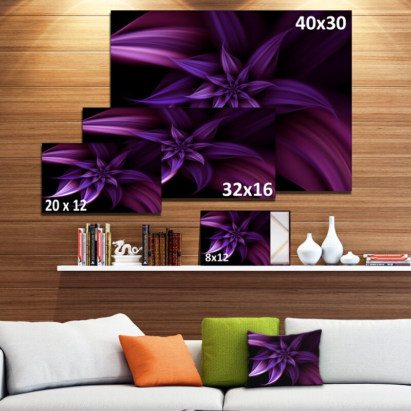 Elegant Purple Fractal Flower Oil Painting for Modern Home Decor