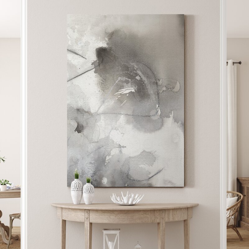 Elegant Abstract Grey Garden Parterre Oil Painting for Contemporary Home Decor