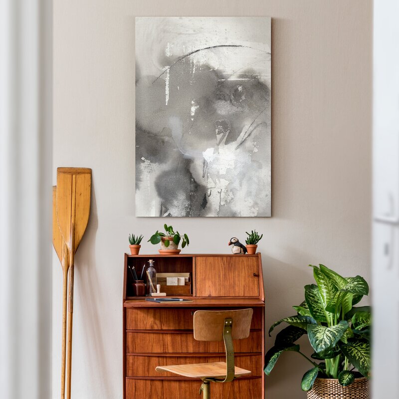 Elegant Abstract Oil Painting for Modern Home Décor in Grayscale Tones
