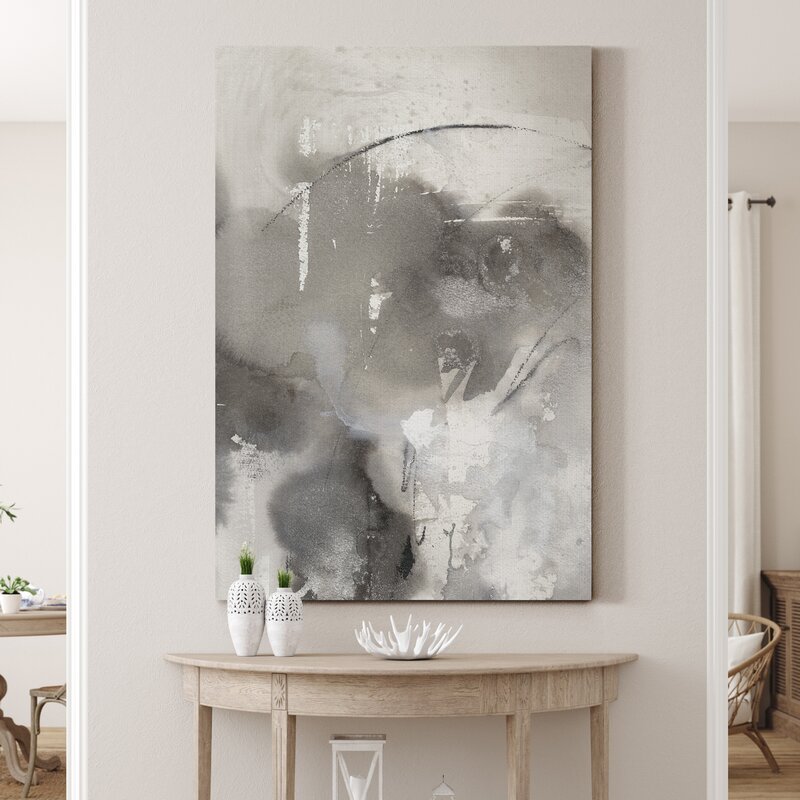 Elegant Abstract Oil Painting for Modern Home Décor in Grayscale Tones