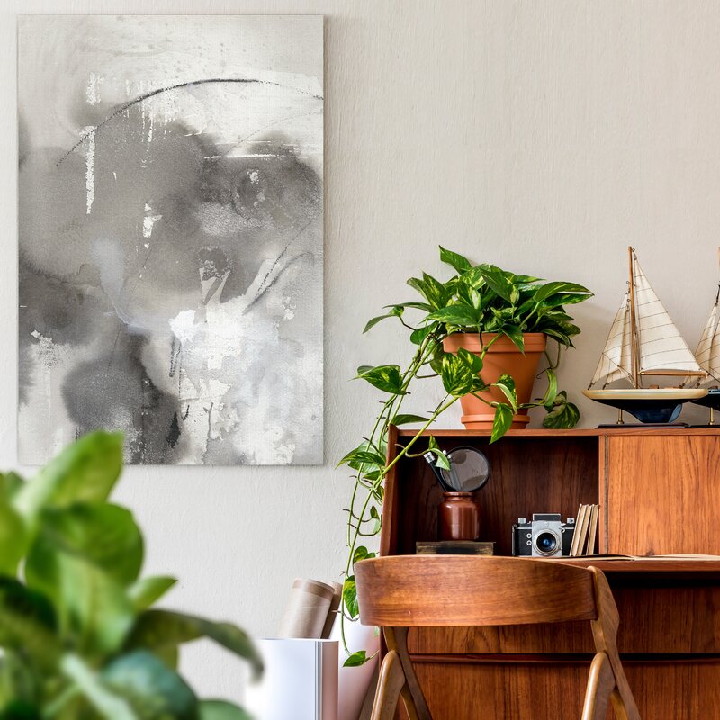 Elegant Abstract Oil Painting for Modern Home Décor in Grayscale Tones