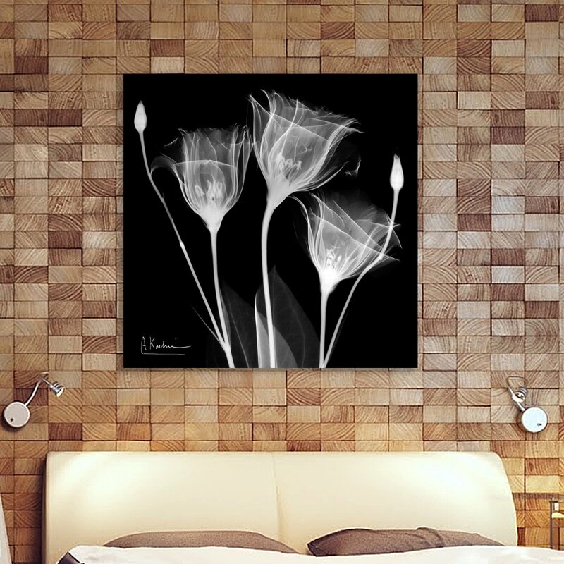 Elegant Gentian Flowers: Contemporary Black and White Oil Painting
