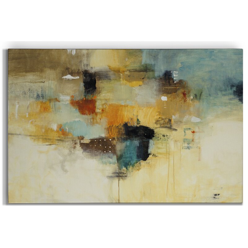 Abstract Serenity: Modern Oil Painting with Warm Tones and Textured Layers