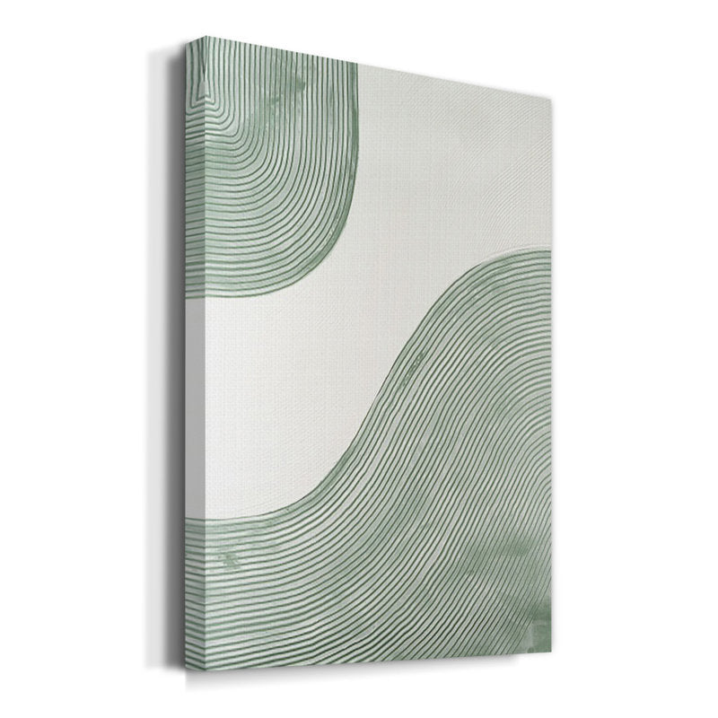 Abstract Green Wave Oil Painting for Modern Home Decor