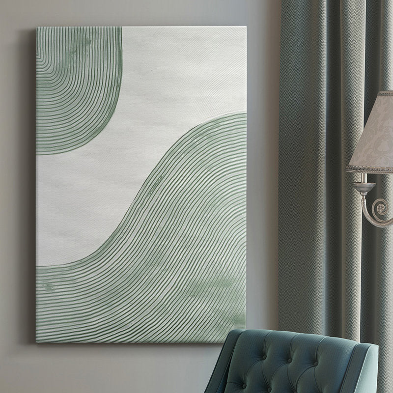 Abstract Green Wave Oil Painting for Modern Home Decor