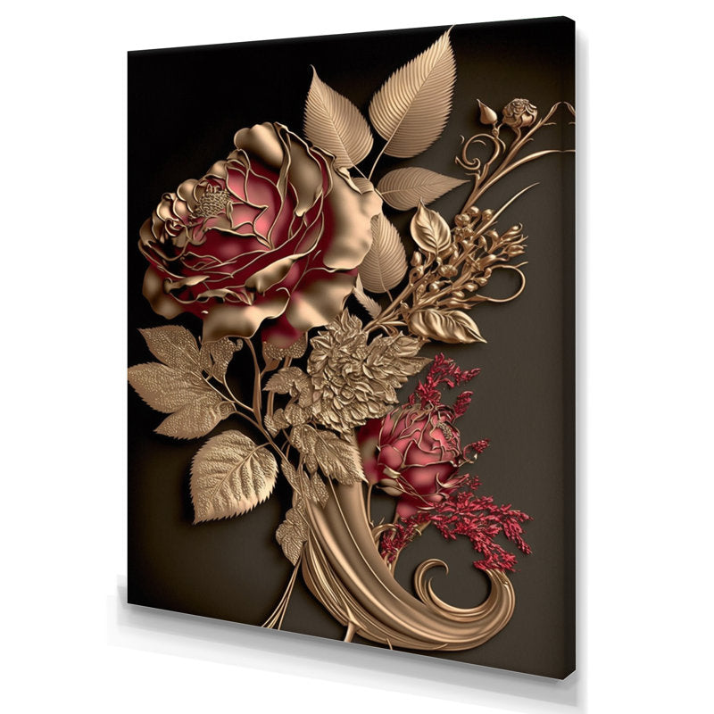 Gilded Rose Vintage Glamorous Floral Wall Art Painting