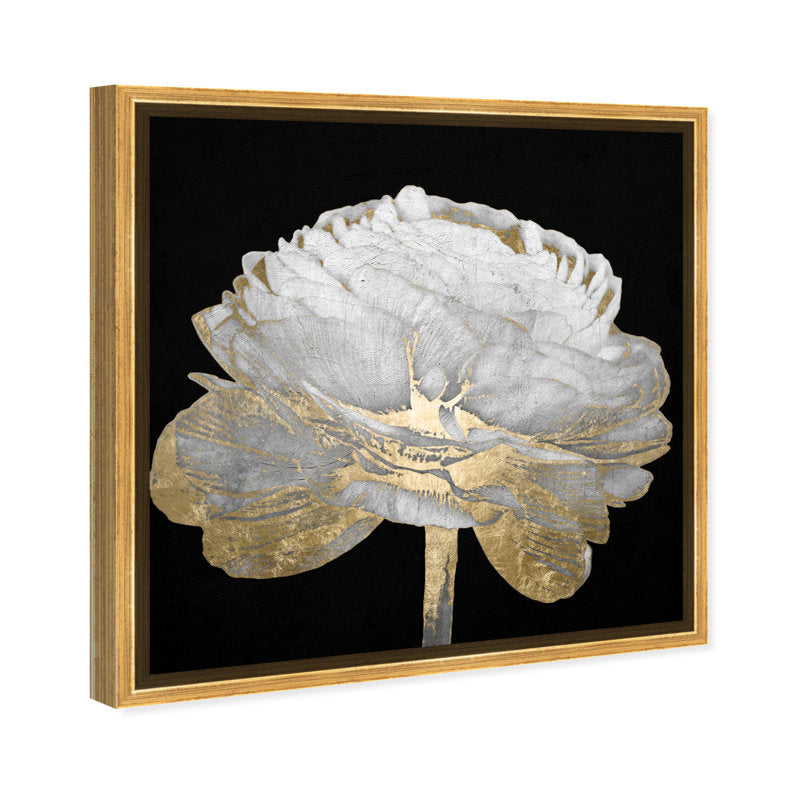 Elegant Gold and White Floral Oil Painting for Modern Home Decor