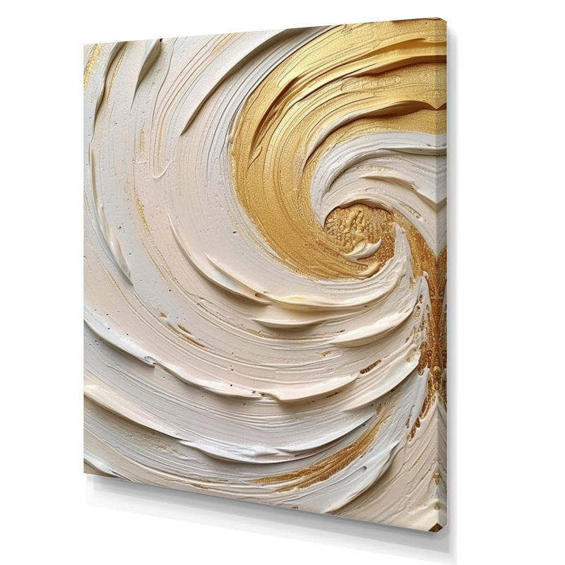 Elegant Gold and Cream Abstract Oil Painting for Modern Home Decor