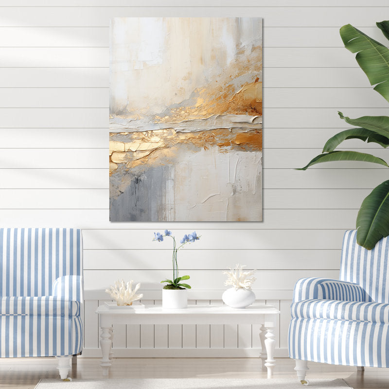 Golden Beige Abstract Painting for Modern Home Decor