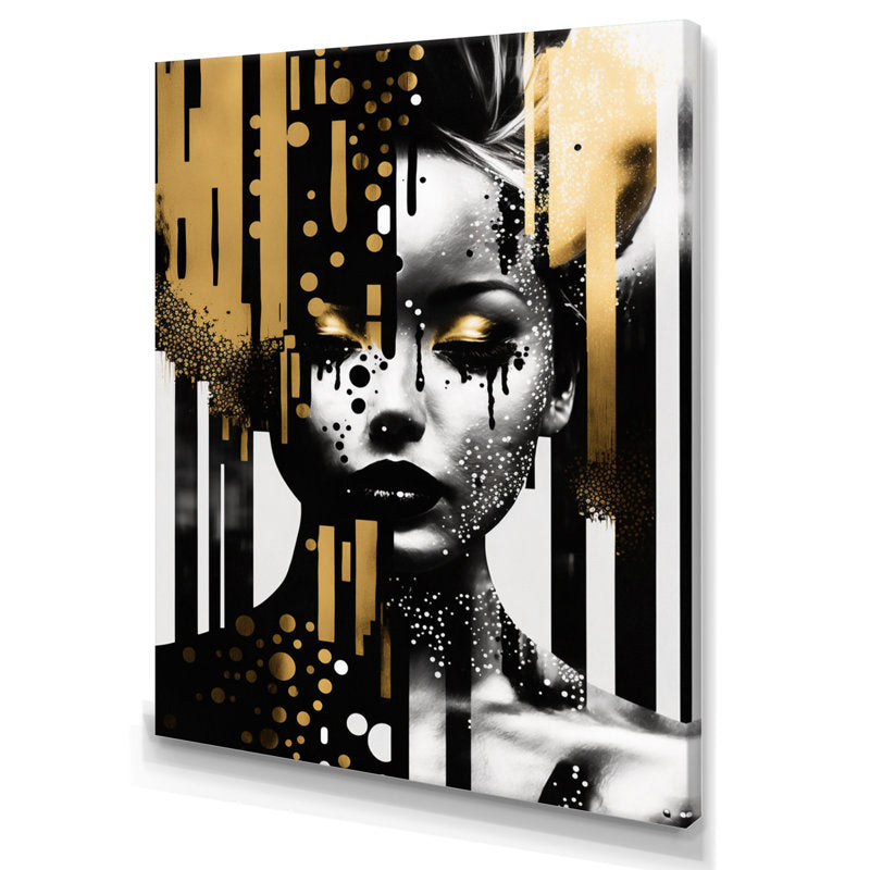 Elegant Golden Womanhood: Modern Art Oil Painting