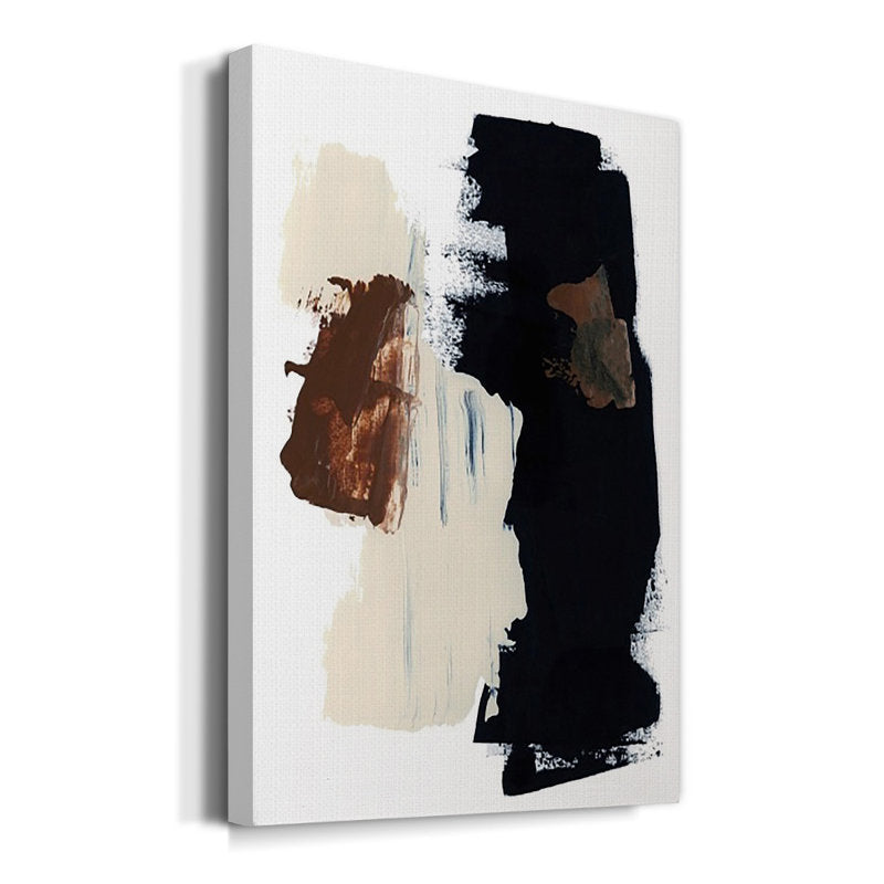 Abstract Oil Painting with Rich Black and Earthy Tones for Modern Decor