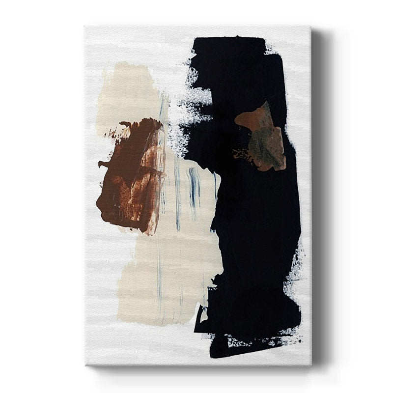 Abstract Oil Painting with Rich Black and Earthy Tones for Modern Decor