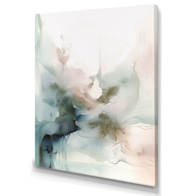 Modern Abstract Oil Painting in Green and Cream Tones for Contemporary Decor