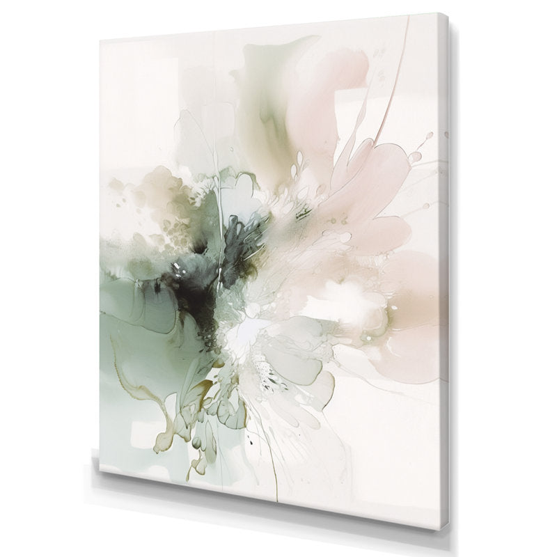 Modern Abstract Oil Painting in Green and Cream Tones for Elegant Home Decor