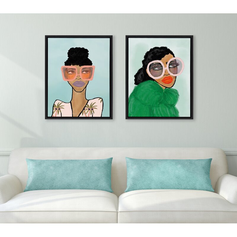 Chic Woman in Green Coat - Stylish Oil Painting Print for Modern Decor