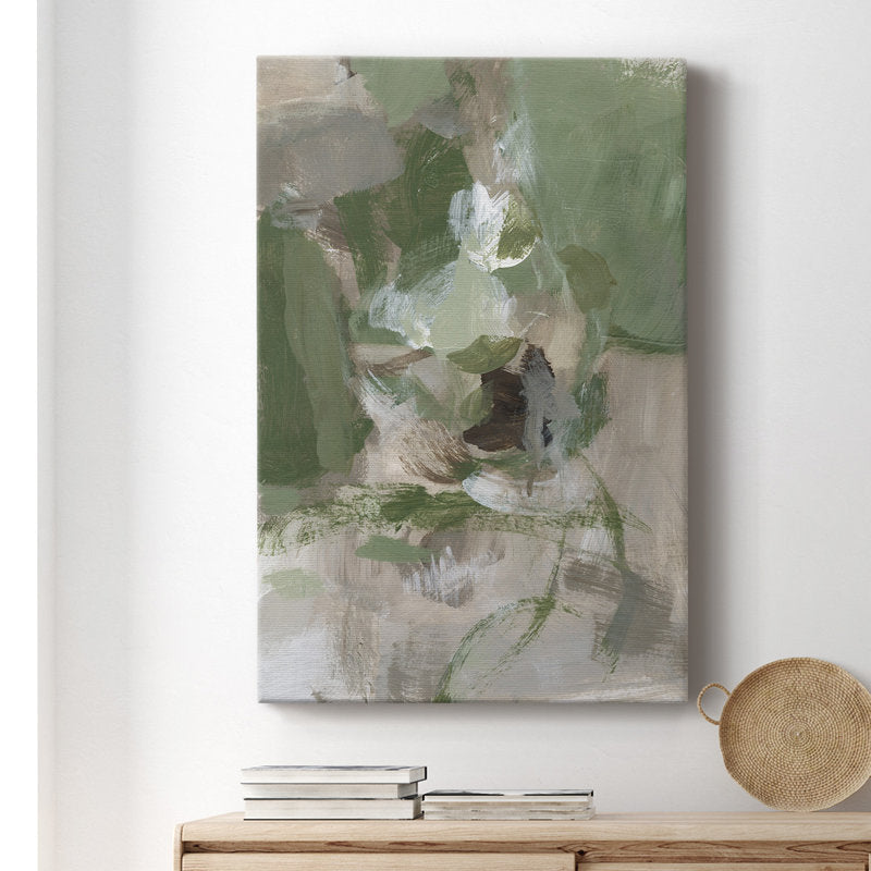 Elegant Green Abstract Oil Painting for Modern Home Decor