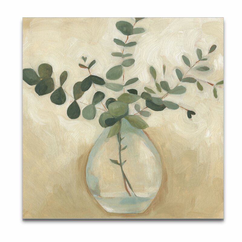 Elegant Greenery Still Life with Vase - Modern Oil Painting for Home Décor