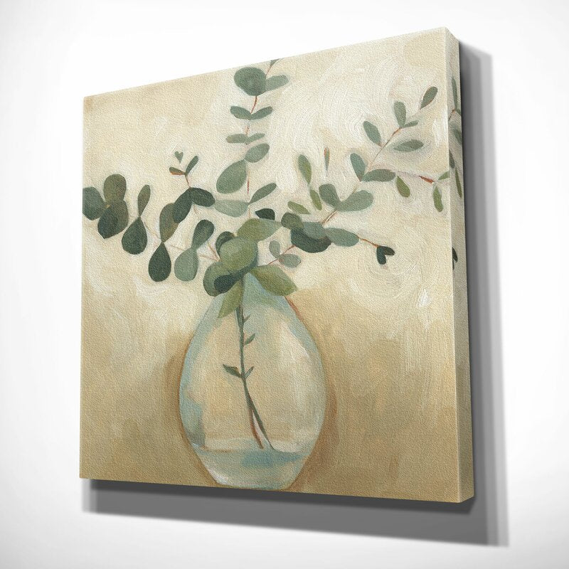 Elegant Greenery Still Life with Vase - Modern Oil Painting for Home Décor