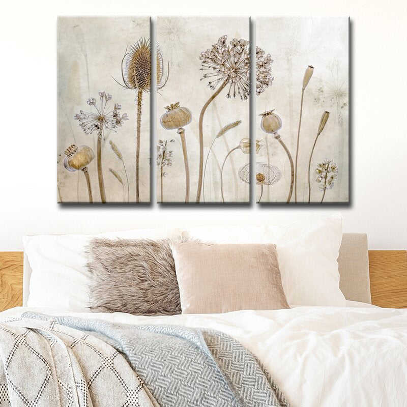 Elegant Floral Triptych Oil Painting for Timeless Home Decor