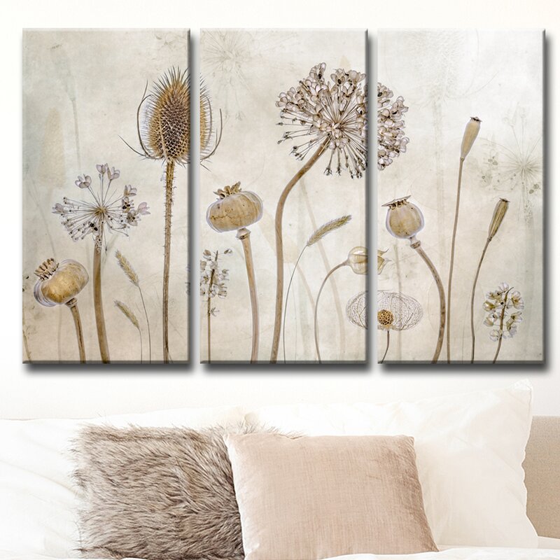 Elegant Floral Triptych Oil Painting for Timeless Home Decor