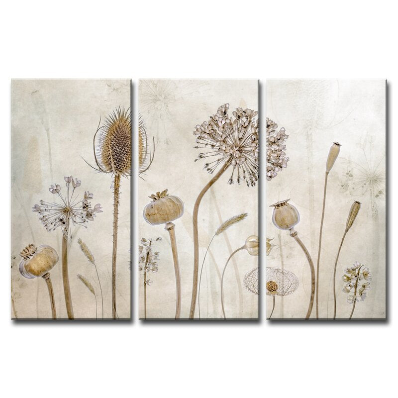 Elegant Floral Triptych Oil Painting for Timeless Home Decor