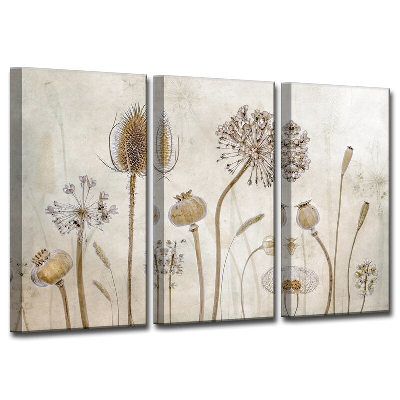 Elegant Floral Triptych Oil Painting for Timeless Home Decor
