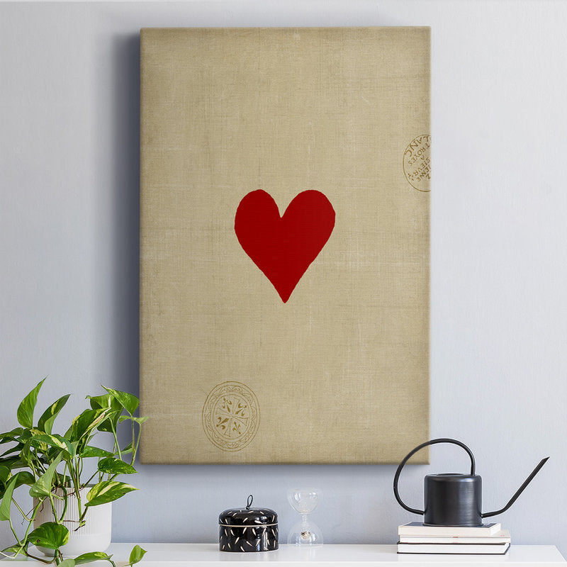 Bold Red Heart Abstract Oil Painting for Modern Home Decor