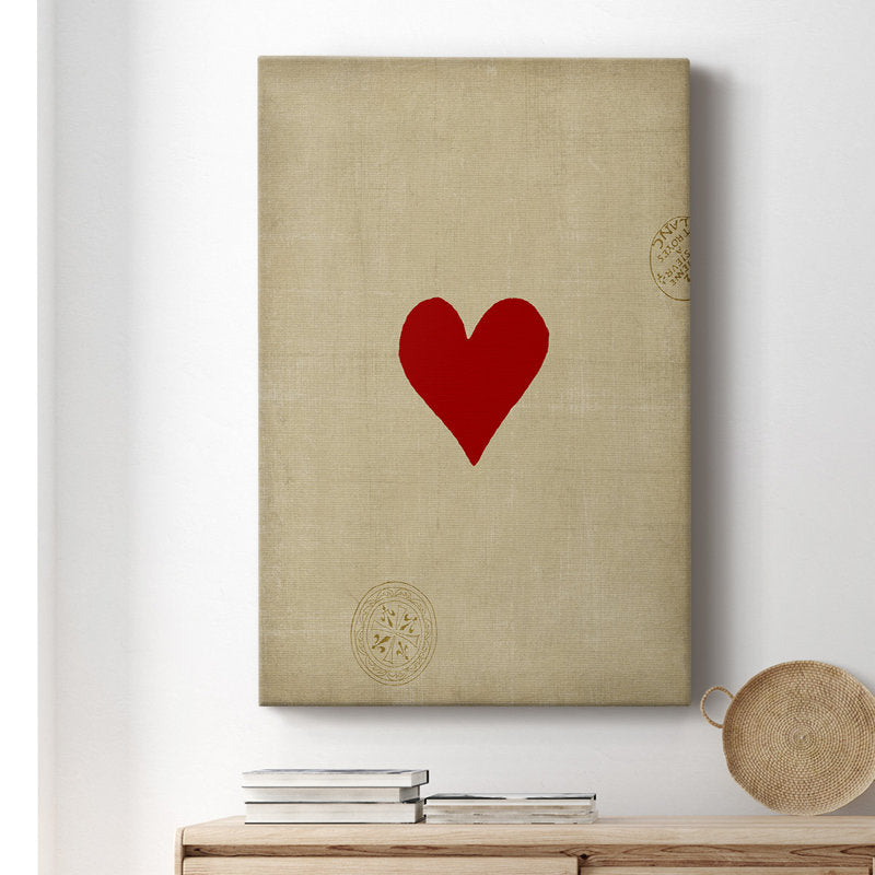 Bold Red Heart Abstract Oil Painting for Modern Home Decor