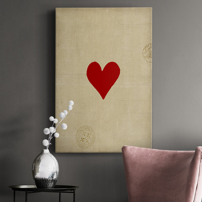 Bold Red Heart Abstract Oil Painting for Modern Home Decor