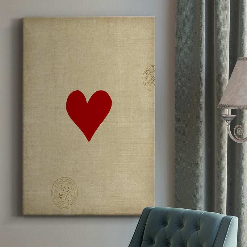 Bold Red Heart Abstract Oil Painting for Modern Home Decor