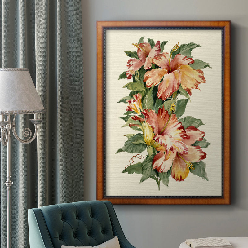 Vibrant Hibiscus Floral Oil Painting Print for Home Décor and Art Lovers