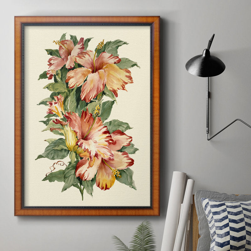 Vibrant Hibiscus Floral Oil Painting Print for Home Décor and Art Lovers