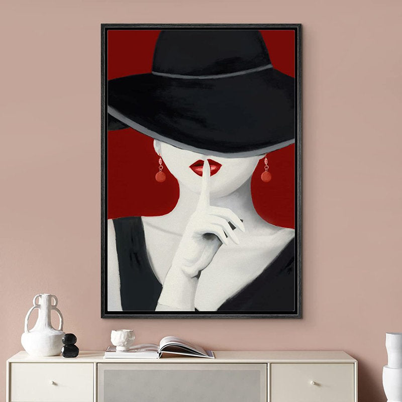 Elegant Woman With Red Lipstick Canvas Art for Modern Home Decor