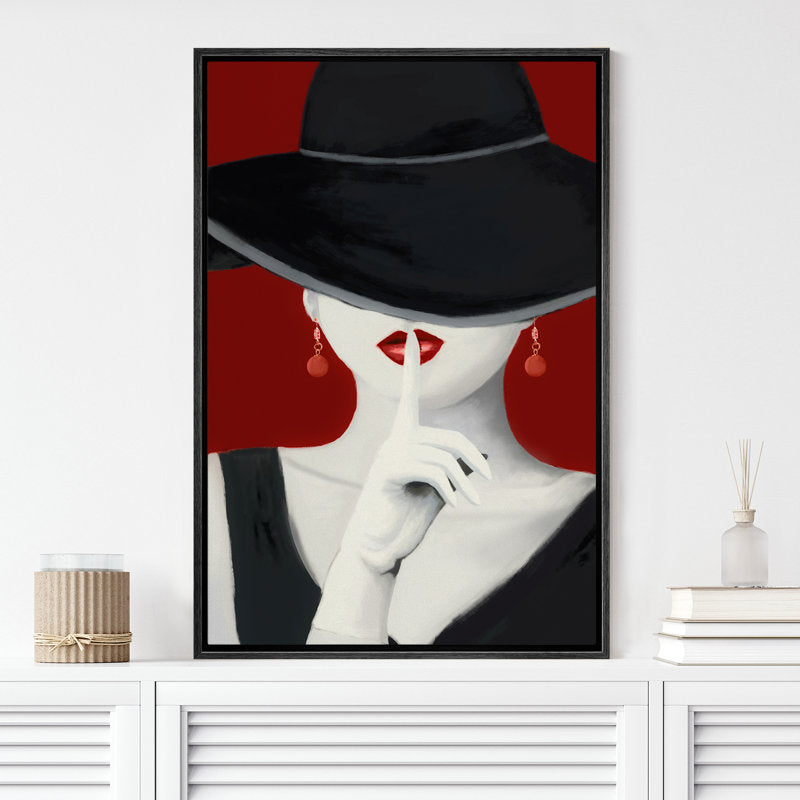 Elegant Woman With Red Lipstick Canvas Art for Modern Home Decor