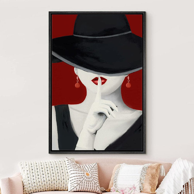 Elegant Woman With Red Lipstick Canvas Art for Modern Home Decor