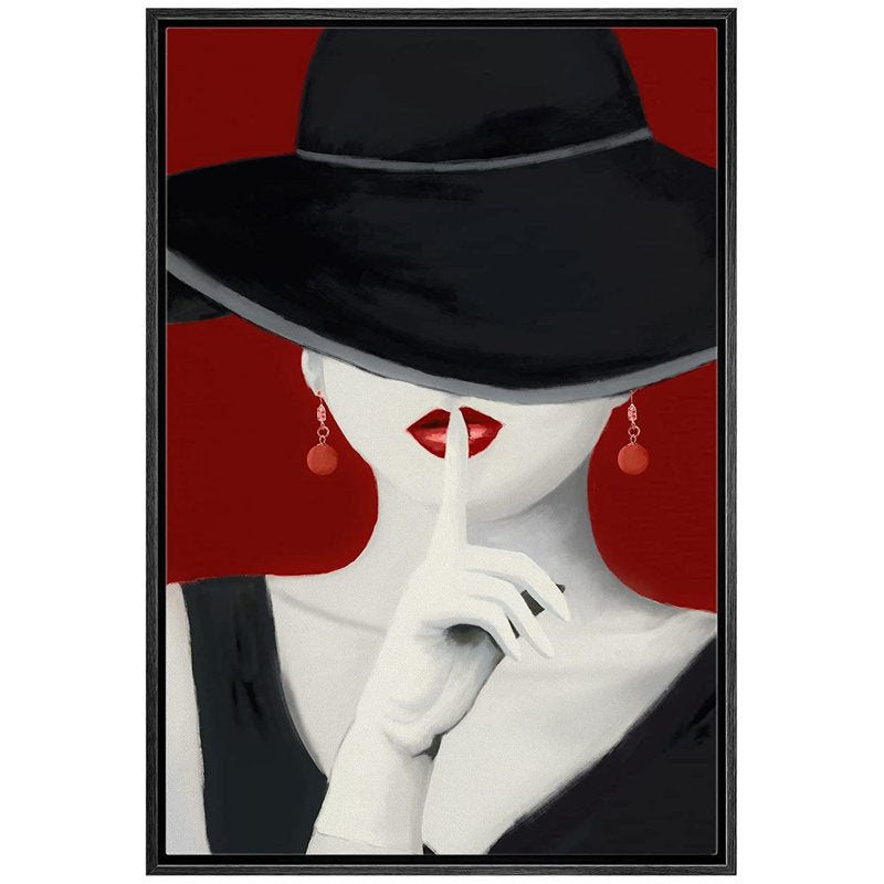 Elegant Woman With Red Lipstick Canvas Art for Modern Home Decor