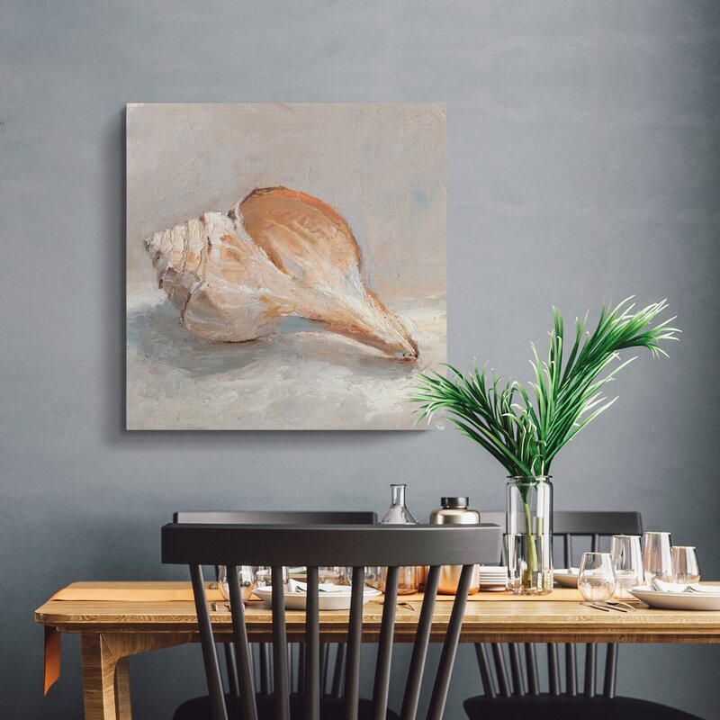 Elegant Impressionist Oil Painting of a Seashell for Coastal Home Decor