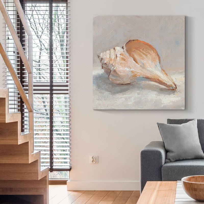 Elegant Impressionist Oil Painting of a Seashell for Coastal Home Decor