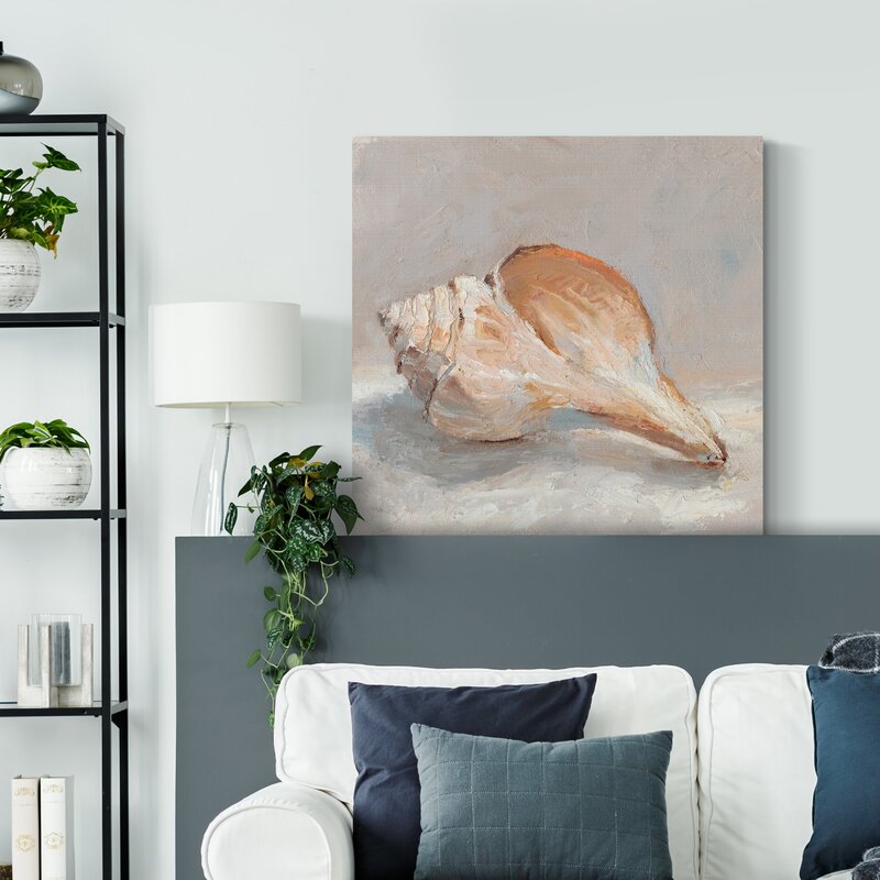 Elegant Impressionist Oil Painting of a Seashell for Coastal Home Decor
