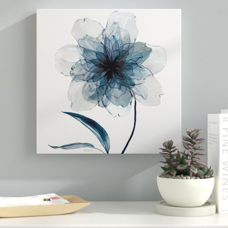 Elegant Indigo Floral Oil Painting for Modern Home Decor