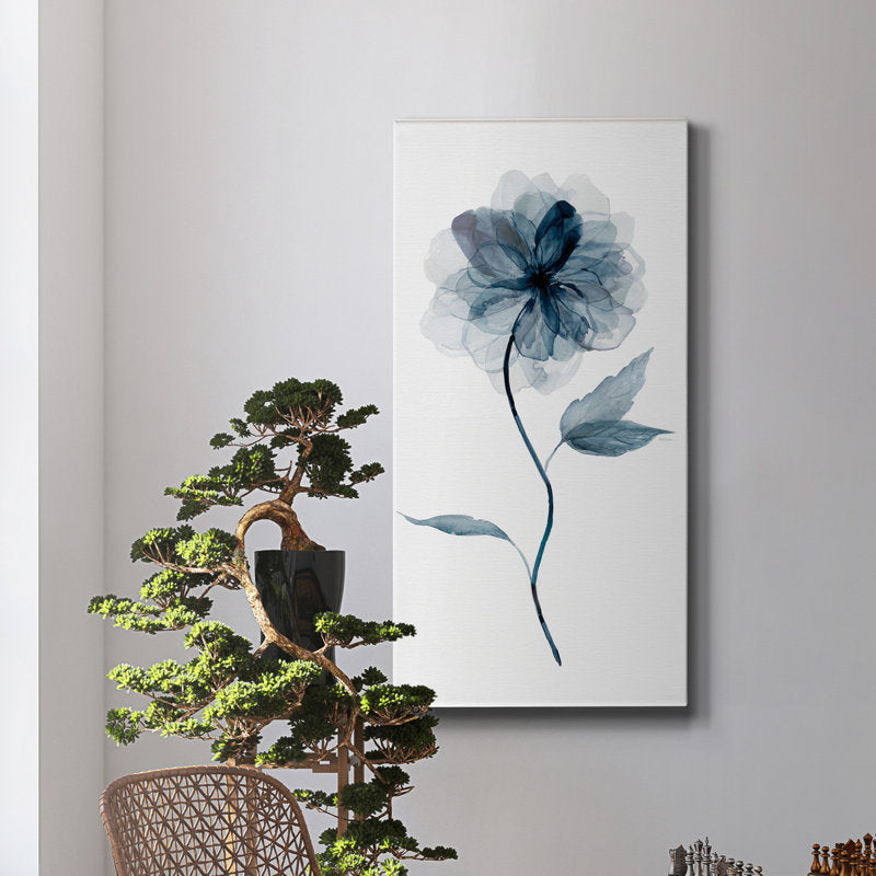 Elegant Indigo Floral Art for Home Decor - Contemporary Blue Flower Painting