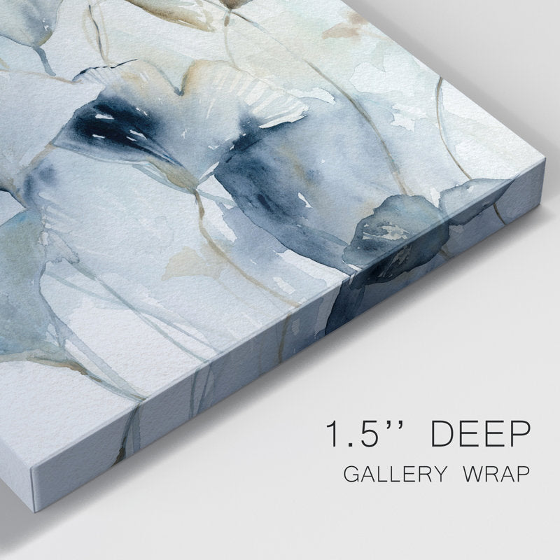 Elegant Indigo Ginkgo Leaves Oil Painting for Contemporary Home Decor