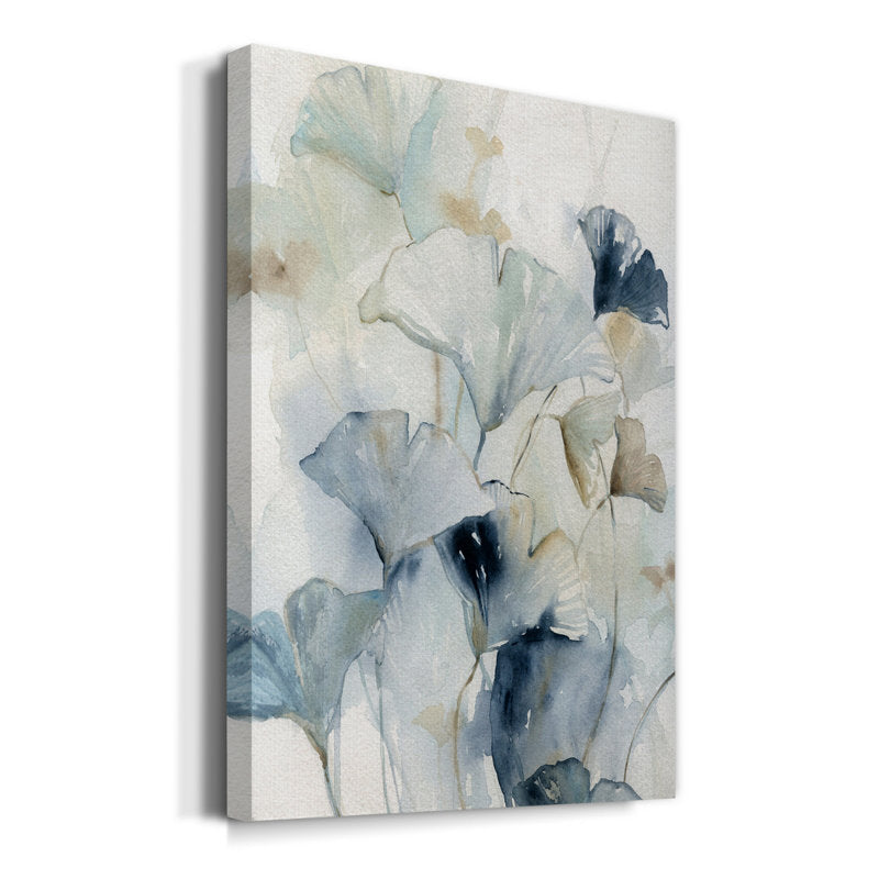 Elegant Indigo Ginkgo Leaves Oil Painting for Contemporary Home Decor