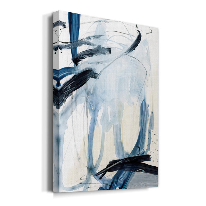 Abstract Blue and Black Oil Painting for Modern Home Décor