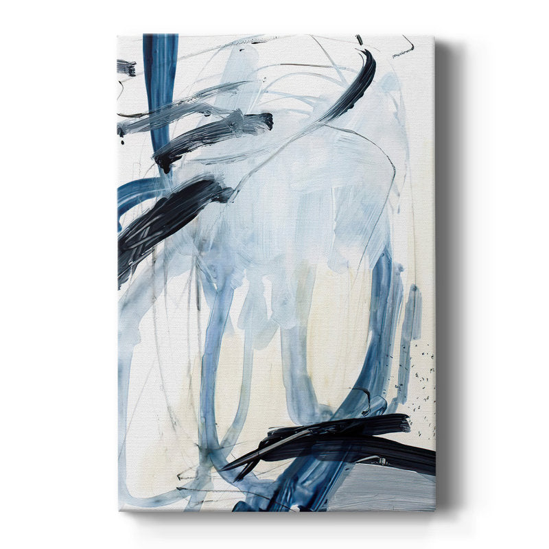 Abstract Blue and Black Oil Painting for Modern Home Décor